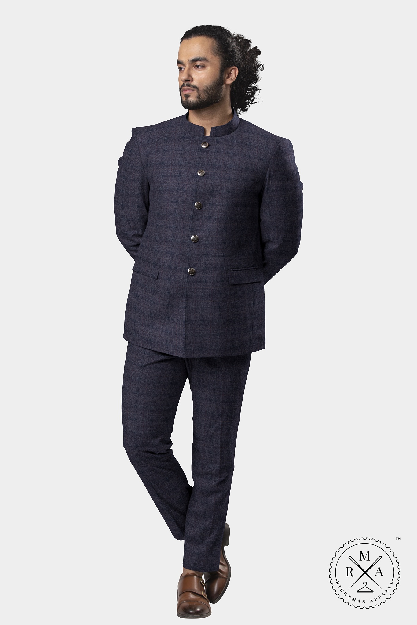 Purple Checks Jodhpuri Suit SU315